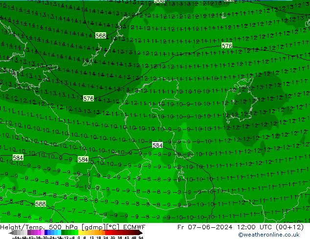 Z500/Rain (+SLP)/Z850 ECMWF  07.06.2024 12 UTC