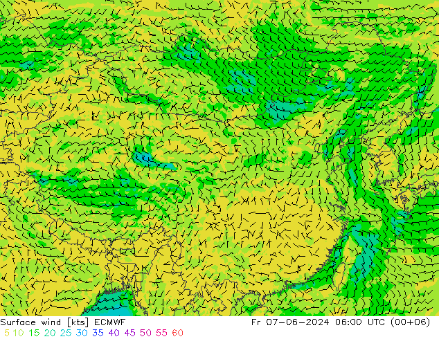 Bodenwind ECMWF Fr 07.06.2024 06 UTC