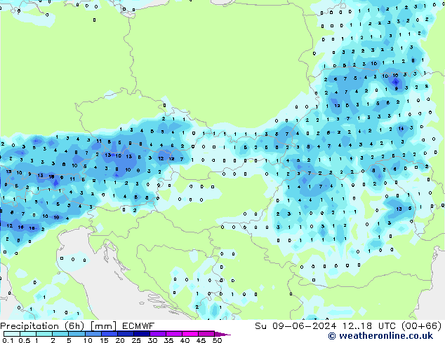 Z500/Regen(+SLP)/Z850 ECMWF zo 09.06.2024 18 UTC