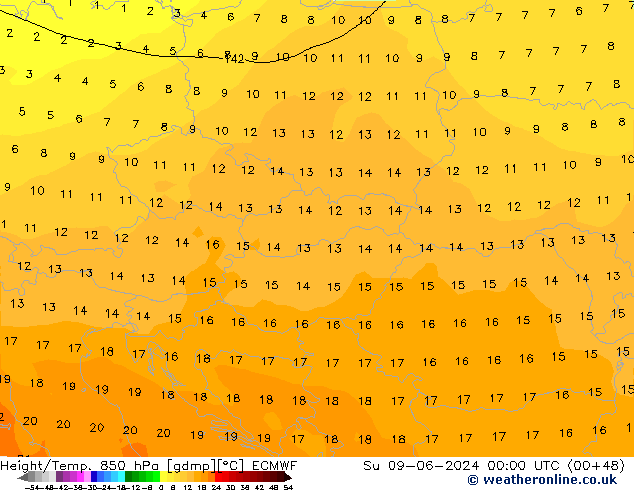 Height/Temp. 850 hPa ECMWF nie. 09.06.2024 00 UTC