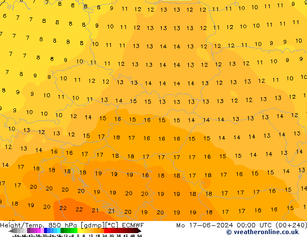 Height/Temp. 850 hPa ECMWF Po 17.06.2024 00 UTC