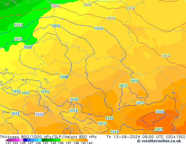 Thck 850-1000 hPa ECMWF  13.06.2024 06 UTC