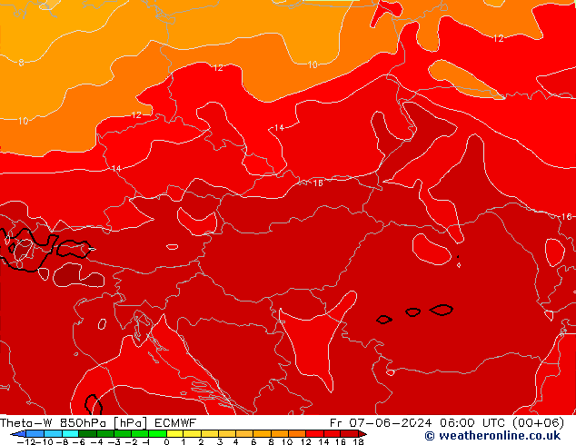 Theta-W 850hPa ECMWF Fr 07.06.2024 06 UTC