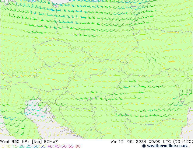 ветер 850 гПа ECMWF ср 12.06.2024 00 UTC