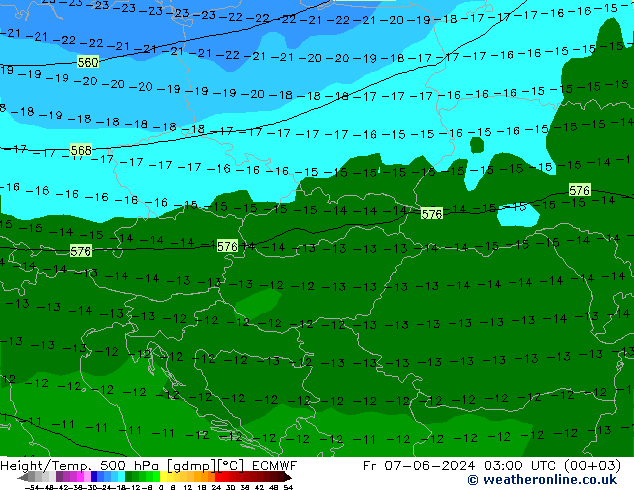 Height/Temp. 500 hPa ECMWF Sex 07.06.2024 03 UTC