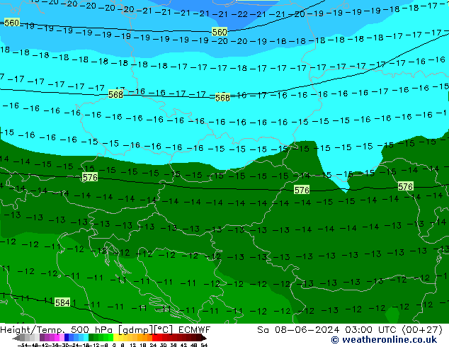 Geop./Temp. 500 hPa ECMWF sáb 08.06.2024 03 UTC