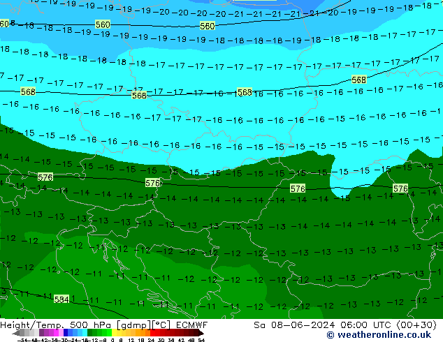 Yükseklik/Sıc. 500 hPa ECMWF Cts 08.06.2024 06 UTC