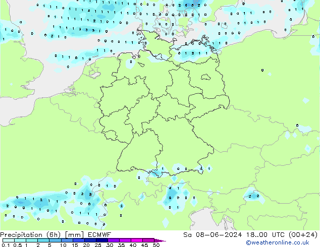 Z500/Rain (+SLP)/Z850 ECMWF Sa 08.06.2024 00 UTC