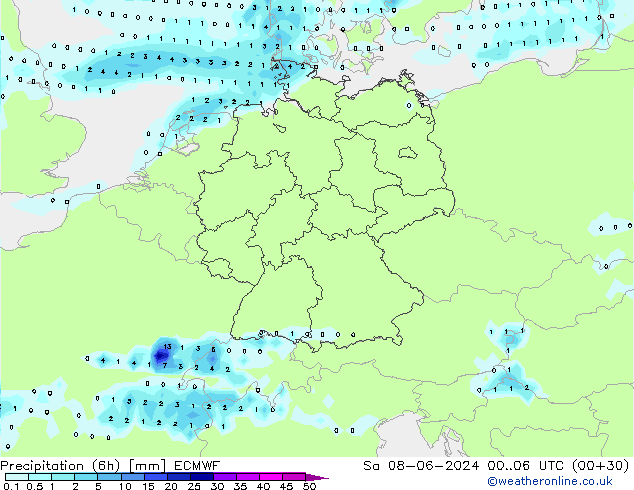 Z500/Yağmur (+YB)/Z850 ECMWF Cts 08.06.2024 06 UTC