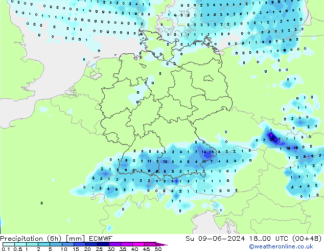 Z500/Rain (+SLP)/Z850 ECMWF dim 09.06.2024 00 UTC