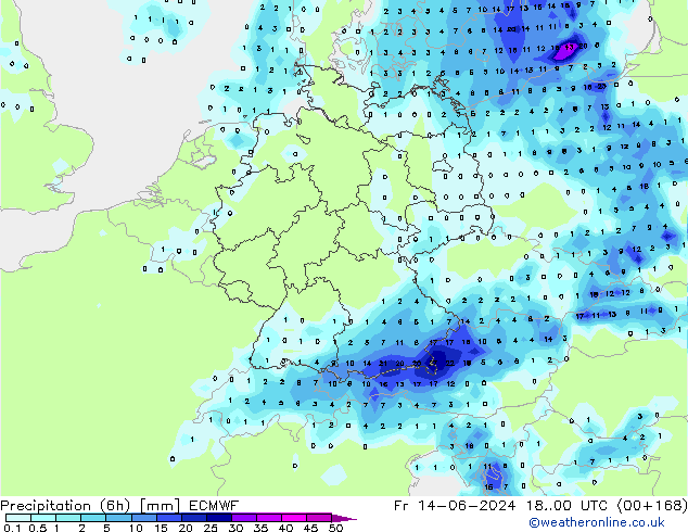 Z500/Rain (+SLP)/Z850 ECMWF ven 14.06.2024 00 UTC