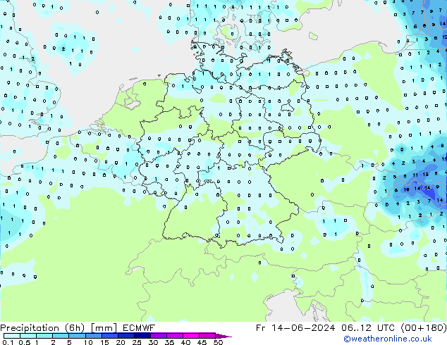 Z500/Rain (+SLP)/Z850 ECMWF Fr 14.06.2024 12 UTC