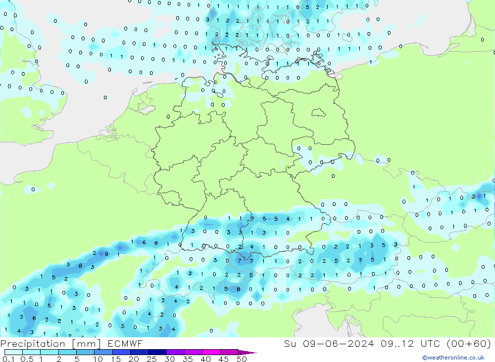 precipitação ECMWF Dom 09.06.2024 12 UTC