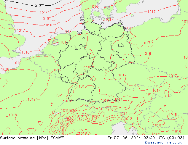 pression de l'air ECMWF ven 07.06.2024 03 UTC