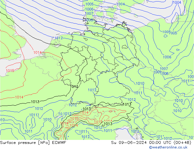 pressão do solo ECMWF Dom 09.06.2024 00 UTC