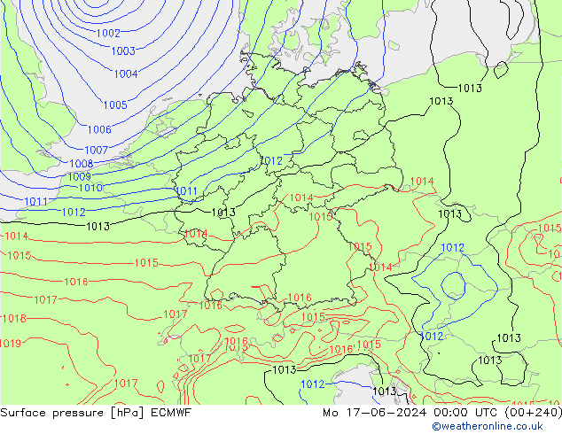 Luchtdruk (Grond) ECMWF ma 17.06.2024 00 UTC