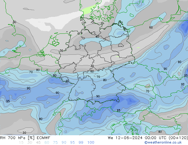 RH 700 hPa ECMWF St 12.06.2024 00 UTC