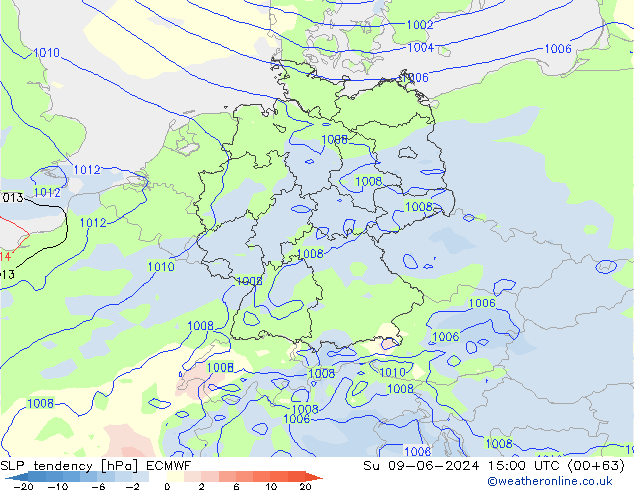 SLP tendency ECMWF Su 09.06.2024 15 UTC