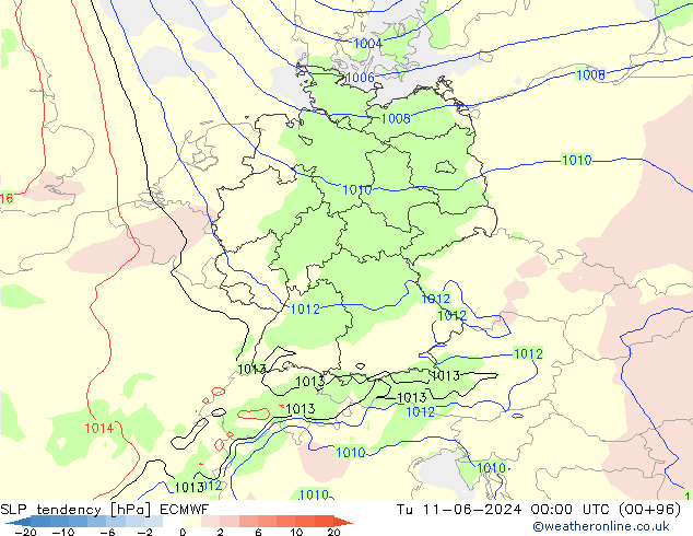 SLP tendency ECMWF Ter 11.06.2024 00 UTC