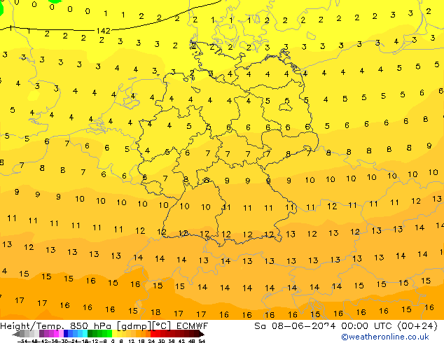 Z500/Rain (+SLP)/Z850 ECMWF Sa 08.06.2024 00 UTC