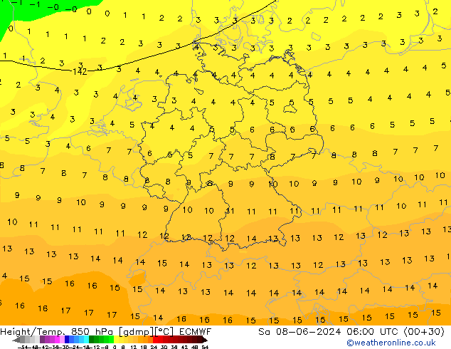 Z500/Yağmur (+YB)/Z850 ECMWF Cts 08.06.2024 06 UTC