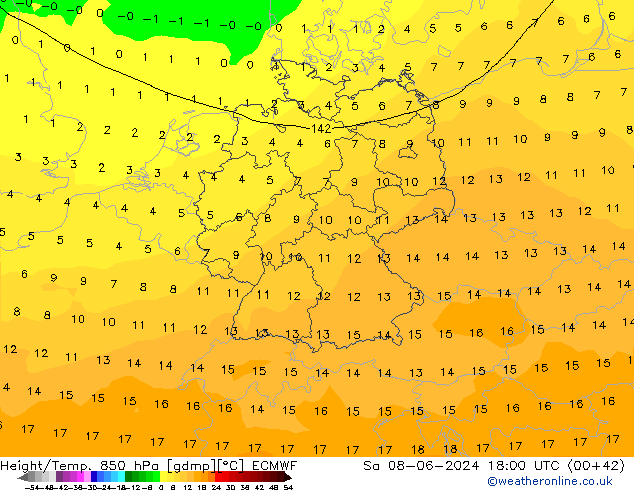 Z500/Rain (+SLP)/Z850 ECMWF Sáb 08.06.2024 18 UTC