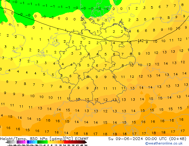 Z500/Rain (+SLP)/Z850 ECMWF dim 09.06.2024 00 UTC