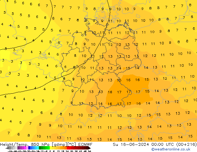 Z500/Regen(+SLP)/Z850 ECMWF zo 16.06.2024 00 UTC