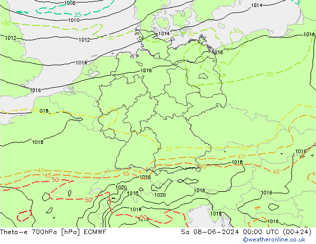 Theta-e 700hPa ECMWF Sa 08.06.2024 00 UTC