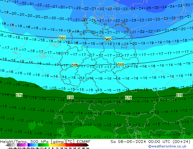 Z500/Rain (+SLP)/Z850 ECMWF Sa 08.06.2024 00 UTC