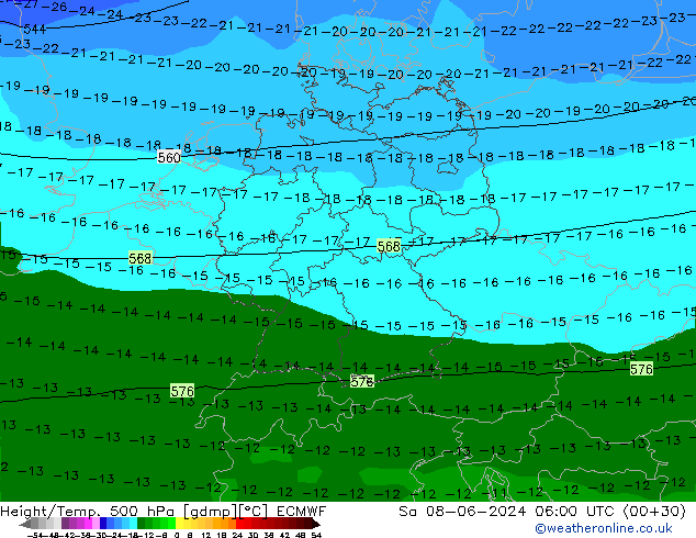 Z500/Yağmur (+YB)/Z850 ECMWF Cts 08.06.2024 06 UTC