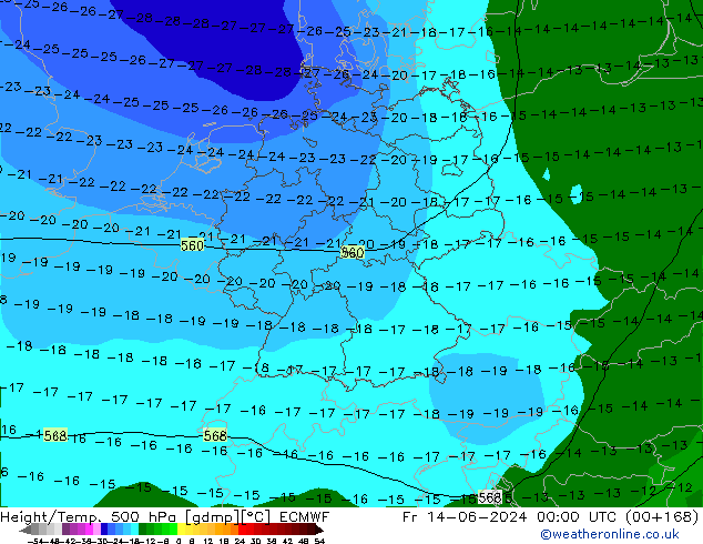 Z500/Rain (+SLP)/Z850 ECMWF ven 14.06.2024 00 UTC