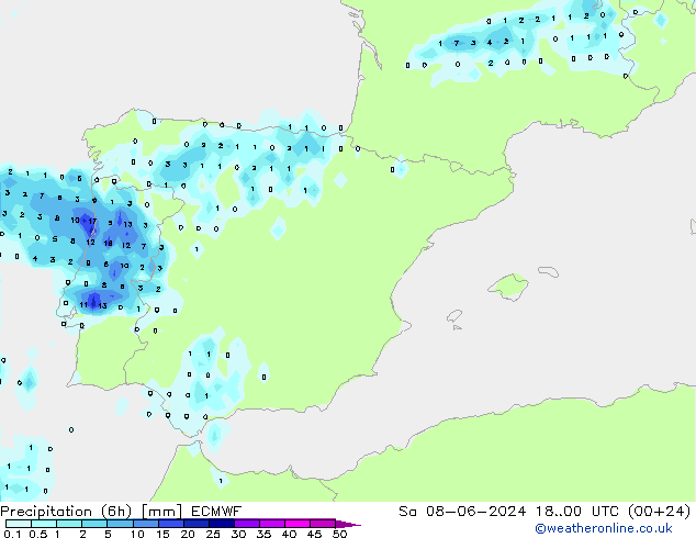 Z500/Yağmur (+YB)/Z850 ECMWF Cts 08.06.2024 00 UTC