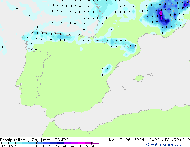 Precipitação (12h) ECMWF Seg 17.06.2024 00 UTC