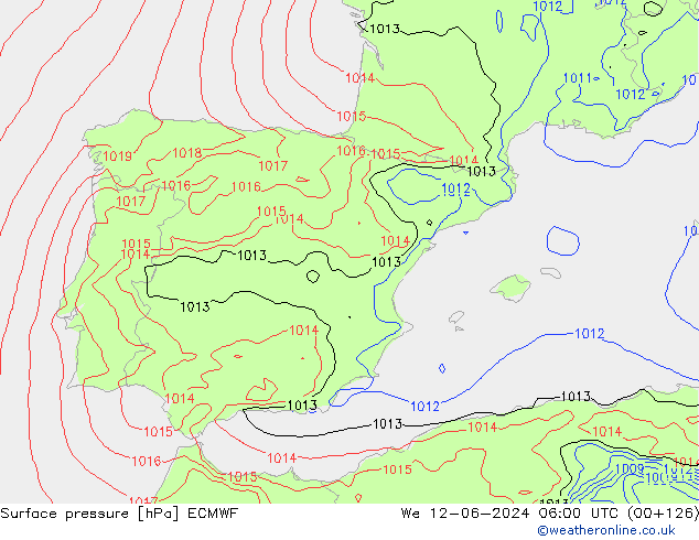Atmosférický tlak ECMWF St 12.06.2024 06 UTC