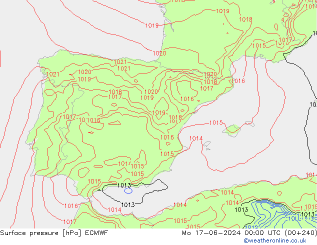 приземное давление ECMWF пн 17.06.2024 00 UTC