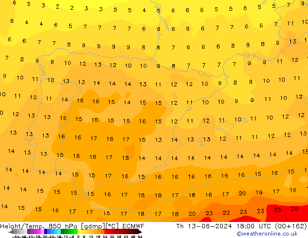 Z500/Rain (+SLP)/Z850 ECMWF jue 13.06.2024 18 UTC