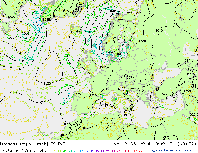 Isotachs (mph) ECMWF Mo 10.06.2024 00 UTC