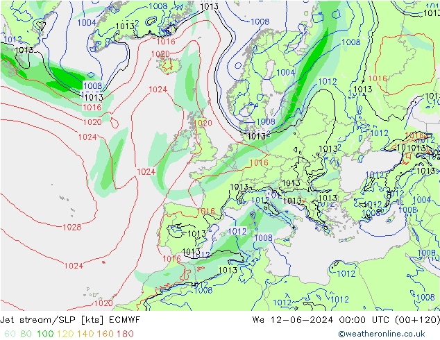 Polarjet/Bodendruck ECMWF Mi 12.06.2024 00 UTC