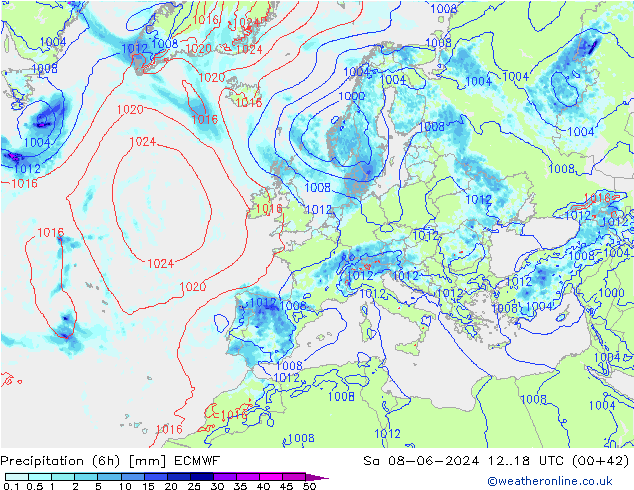 Z500/Rain (+SLP)/Z850 ECMWF  08.06.2024 18 UTC