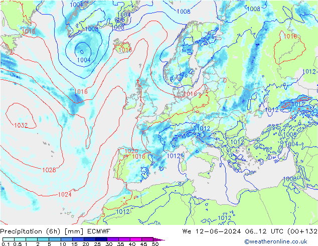 Z500/Yağmur (+YB)/Z850 ECMWF Çar 12.06.2024 12 UTC