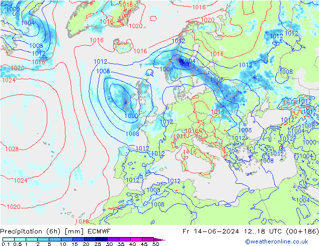 Nied. akkumuliert (6Std) ECMWF Fr 14.06.2024 18 UTC