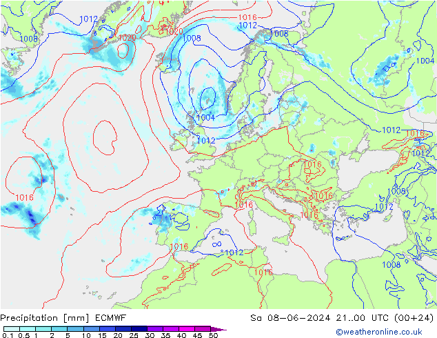Precipitación ECMWF sáb 08.06.2024 00 UTC