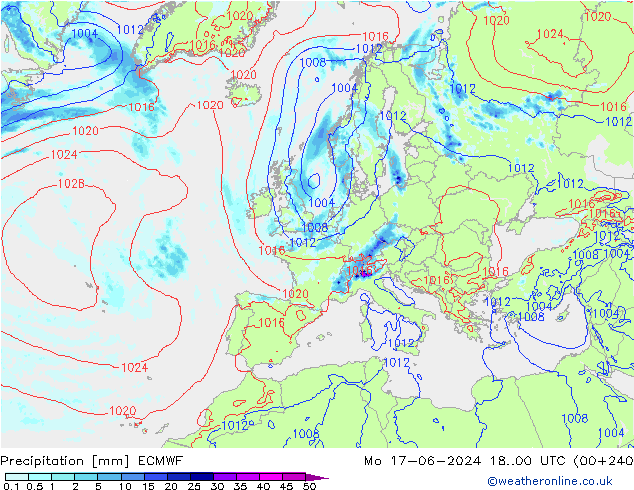 Niederschlag ECMWF Mo 17.06.2024 00 UTC
