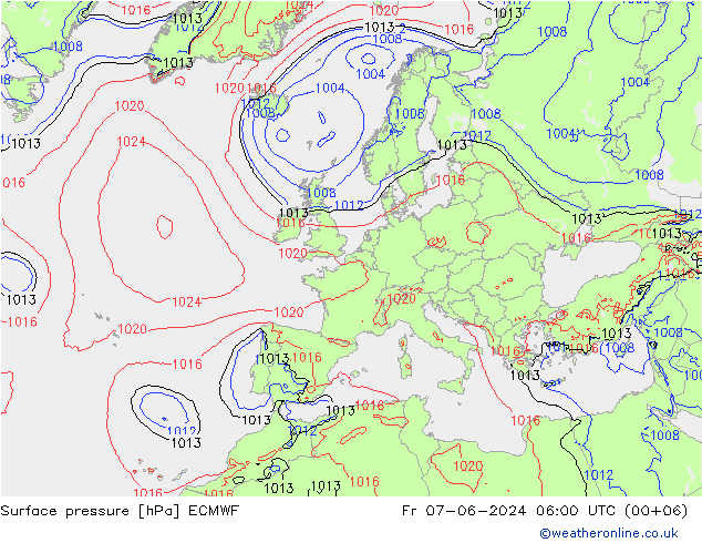 pression de l'air ECMWF ven 07.06.2024 06 UTC