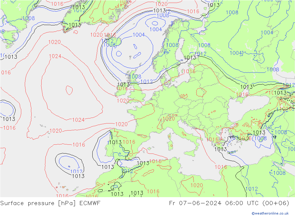 pression de l'air ECMWF ven 07.06.2024 06 UTC