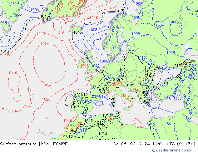 pression de l'air ECMWF sam 08.06.2024 12 UTC