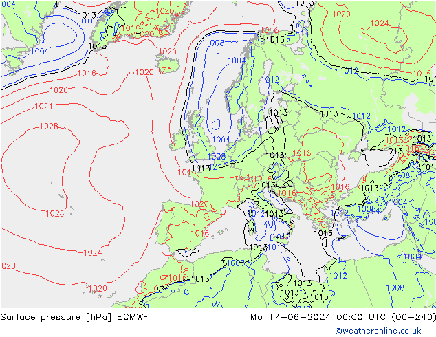 Bodendruck ECMWF Mo 17.06.2024 00 UTC