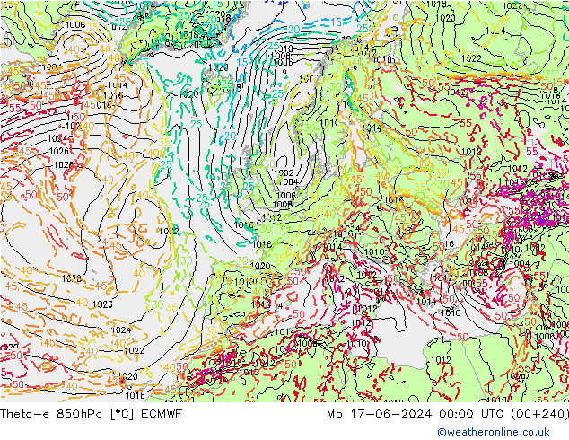 Theta-e 850hPa ECMWF Seg 17.06.2024 00 UTC