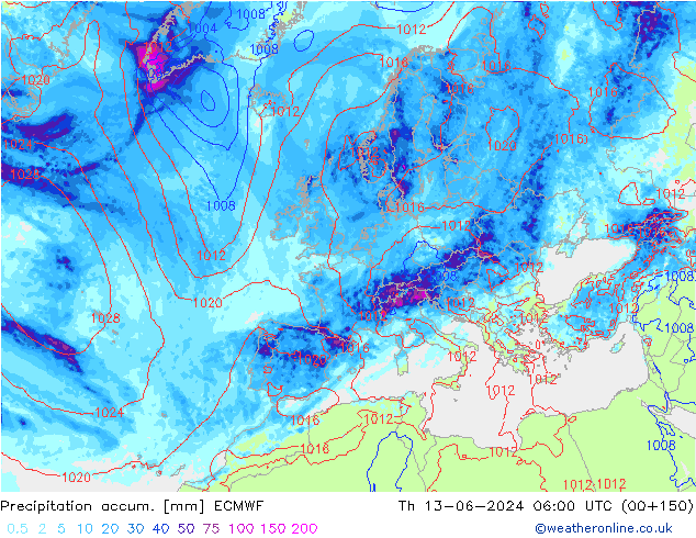 Toplam Yağış ECMWF Per 13.06.2024 06 UTC